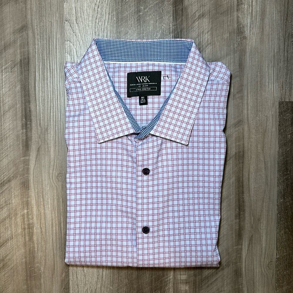 WRK 4-Way Stretch Long Sleeve Button Down - Big 19.5 36/37 (3XL)